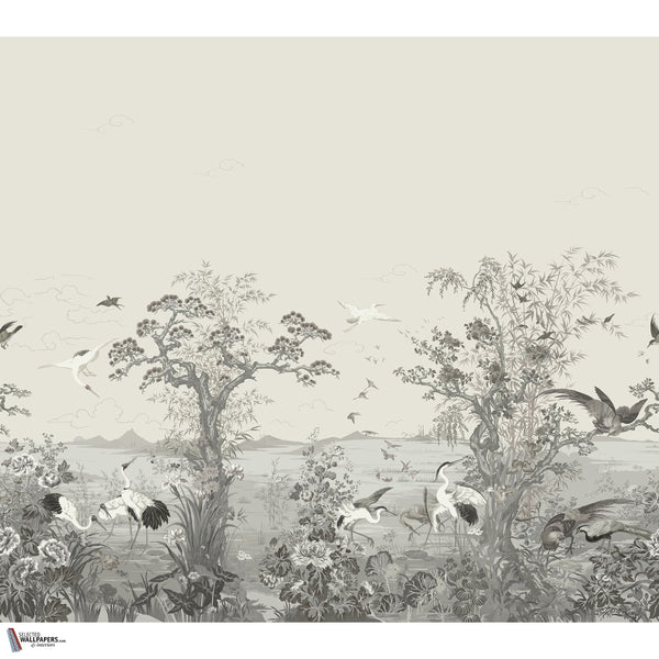 Crane Mural Tapete in Grey von Thibaut
