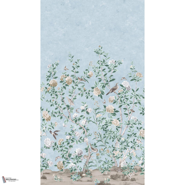 Jardin Bloom Mural wallpaper in Spa Blue by Thibaut