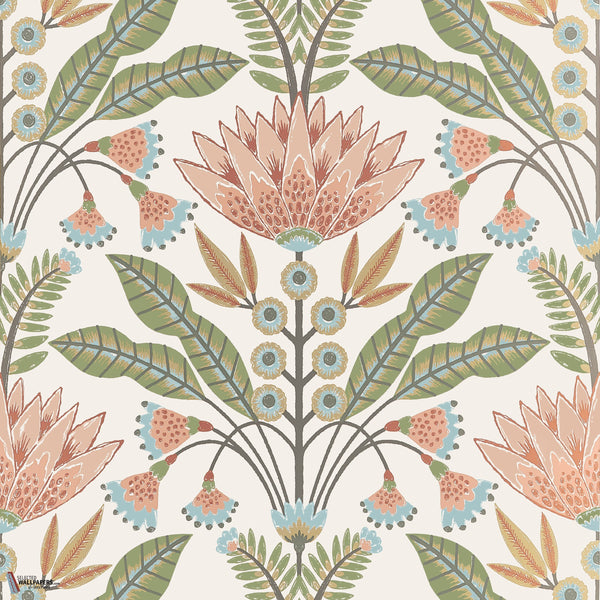 Lotus carta da parati in Apricot di Thibaut