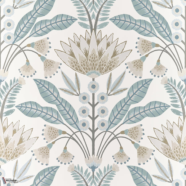 Lotus carta da parati in Spa Blue di Thibaut