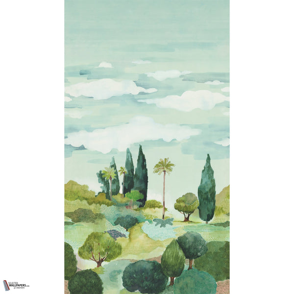Taormina Mural Tapete in Green and Turquoise von Thibaut