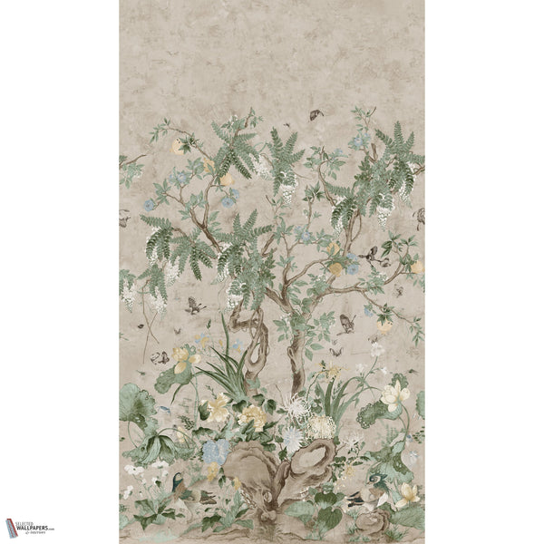 Wild Wisteria Mural wallpaper in Beige on Pearl by Thibaut