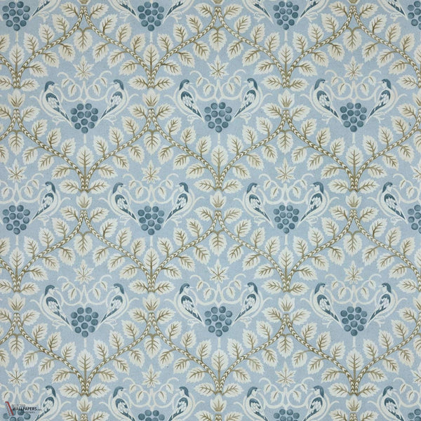 Birds Grape wallpaper in Annesley Blue by Voysey House