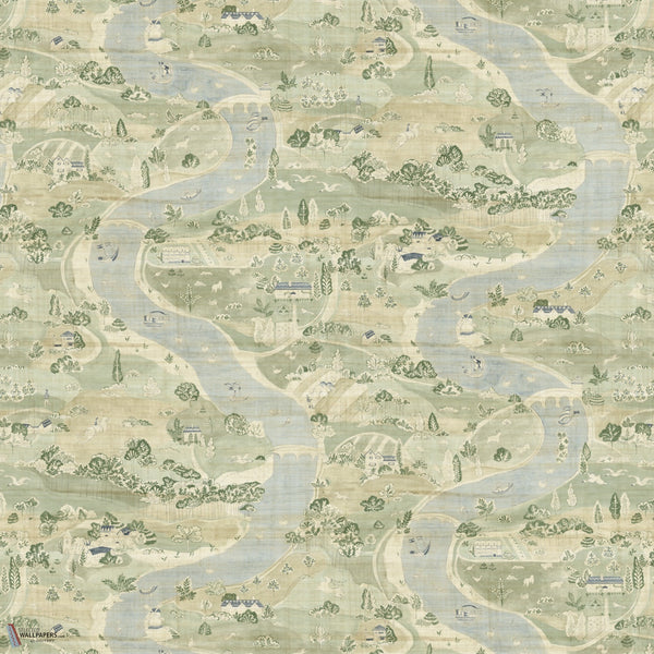 Papyrus River wallpaper in Green Fields by Voysey House