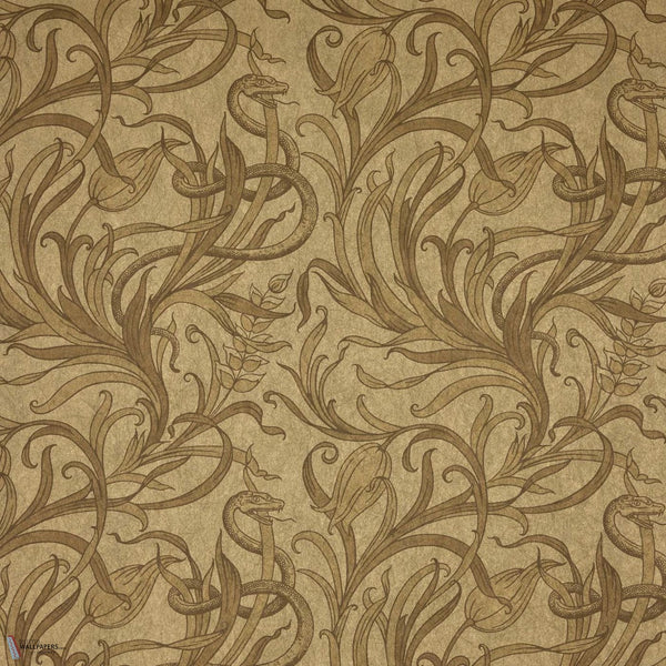 Snake Tulip wallpaper in Antique Gold by Voysey House