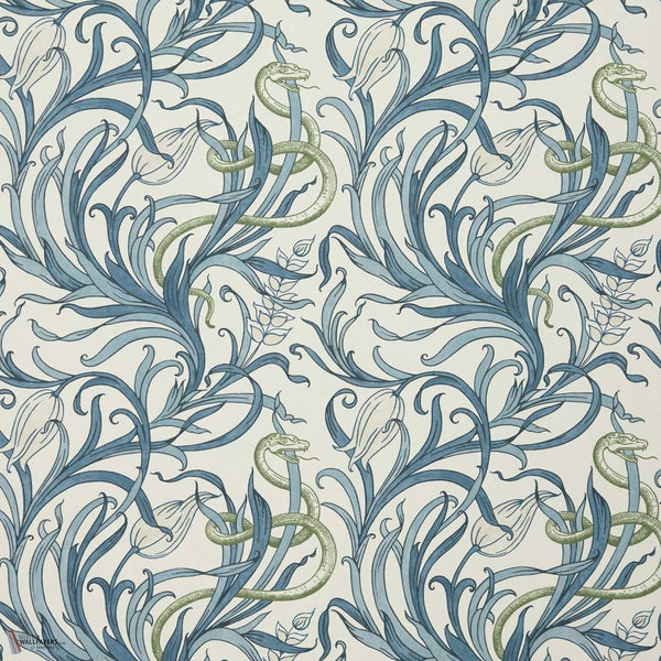 Snake Tulip wallpaper in Toile Blue by Voysey House
