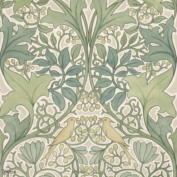 Voysey's Damask wallpaper in Apple Green by Voysey House