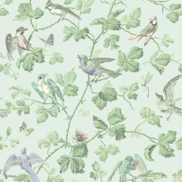 Winter Birds behang in Lilac & Teal van Cole & Son