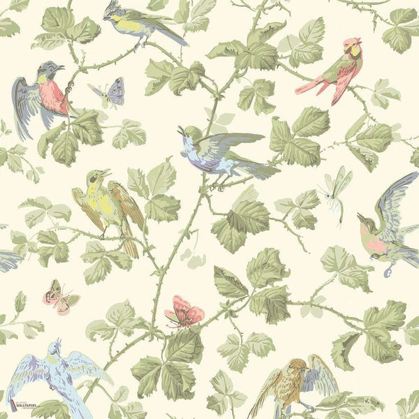 Winter Birds behang in Multi & Olive van Cole & Son