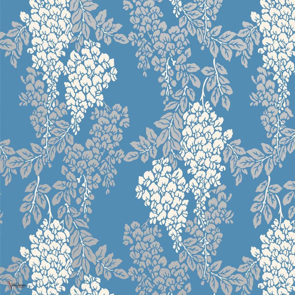 Wisteria behang in Chinese Blue van Farrow & Ball