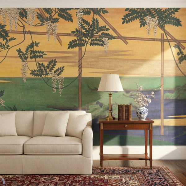 Wisteria in Landscape wallpaper by Iksel — styled in a classic interior