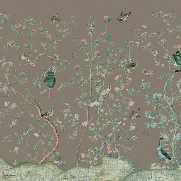 Xanadu Landscape behang van Iksel — Charcoal Taupe, detail