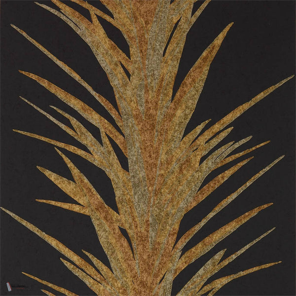 Yucca wallpaper in Charcoal/Gold van Sanderson