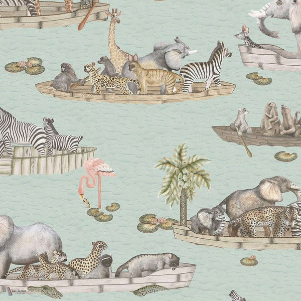 Zambezi behang in Multi on Seafoam van Cole & Son