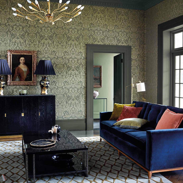 Brocatello behang in Olivine van Zoffany