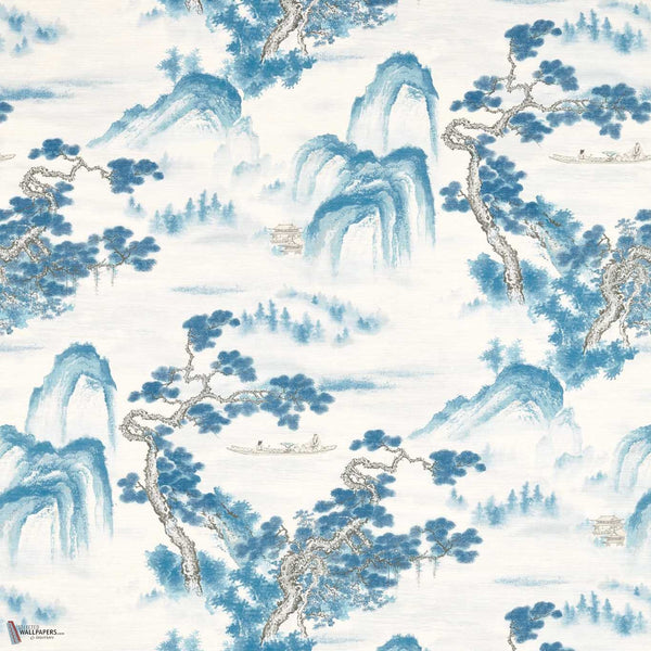 Floating Mountains Tapete in Indigo von Zoffany
