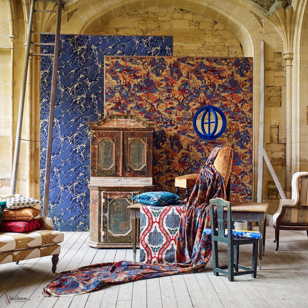 French Marble Tapete in Reign Blue von Zoffany