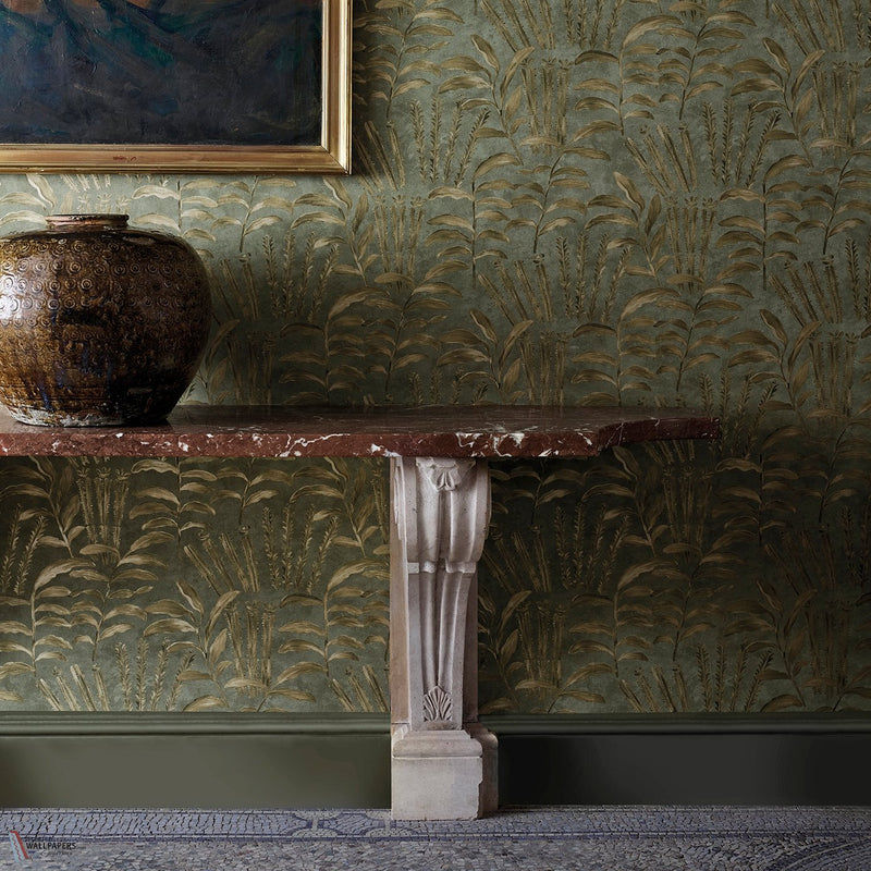 Highclere papel pintado en Olivine de Zoffany