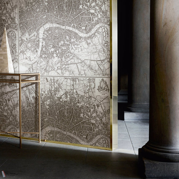 London 1832 behang in Silver van Zoffany