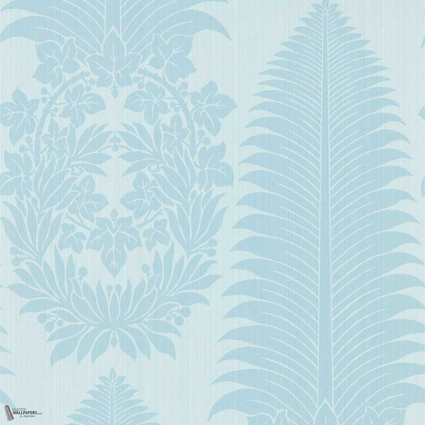 Marsden's Palm Damask behang in Blue Stone van Zoffany