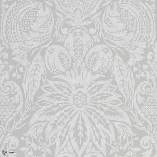 Mitford Damask behang in Platinum Grey van Zoffany