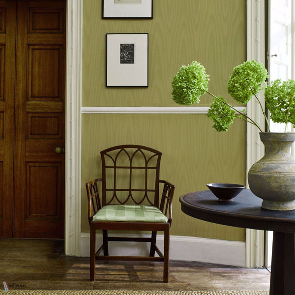 Moire Wallcovering wallpaper in Hessian Green by Zoffany