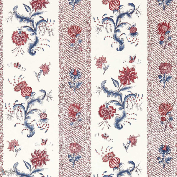 Papaver stripe behang in Indigo/madder van Zoffany