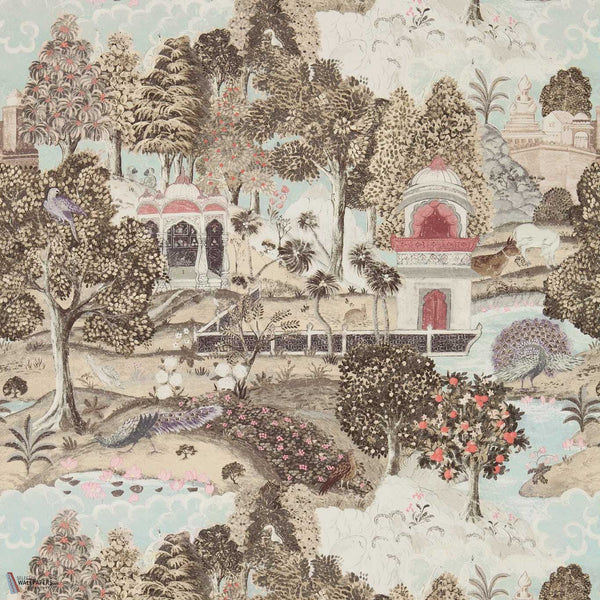 Peacock Garden wallpaper in Linen/Silver by Zoffany