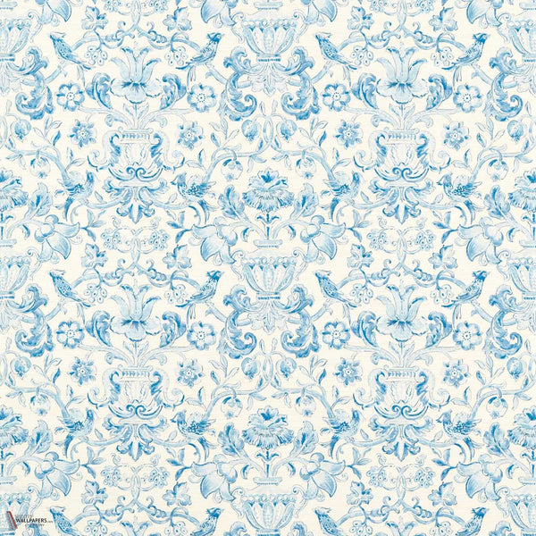 Pompadour Print wallpaper in Indigo by Zoffany