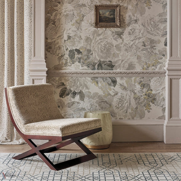 Rose Absolute Tapete in Linnen/Gold von Zoffany