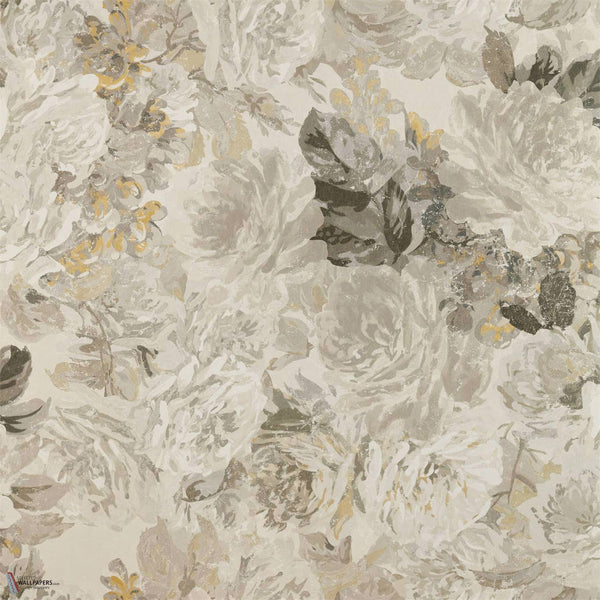 Rose Absolute Tapete in Linnen/Gold von Zoffany