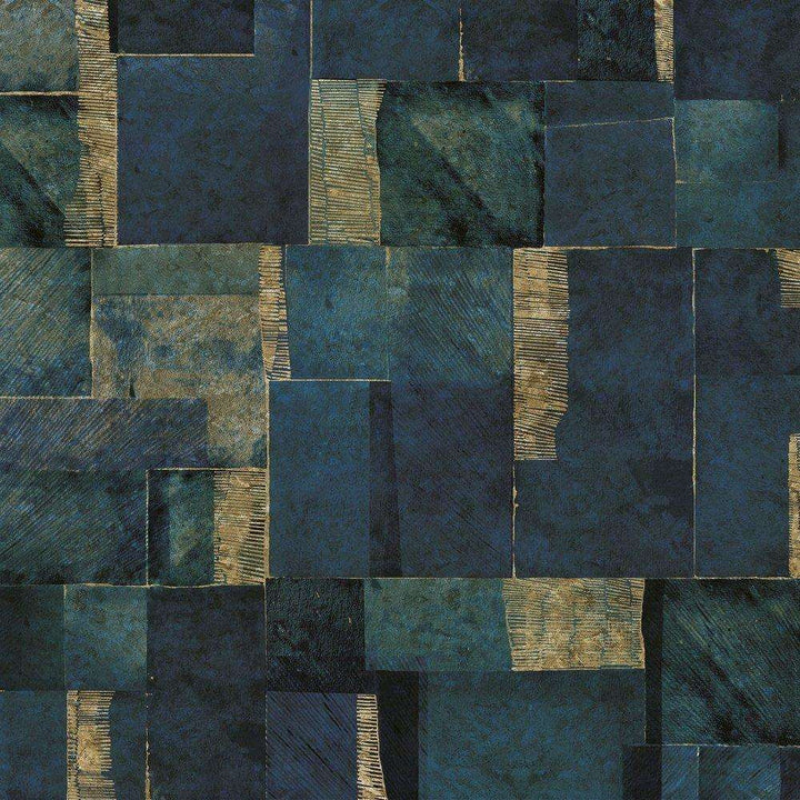 Antilia-behang-Tapete-Inkiostro Bianco-Blue on Gold-Gold Leaf-INKUAGF2001-Selected Wallpapers