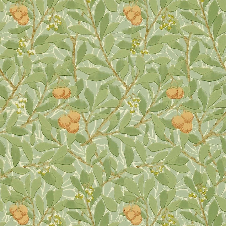 Arbutus-behang-Tapete-Morris & Co-Green/Terracotta-Rol-210408-Selected Wallpapers