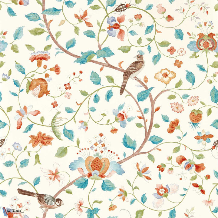 Aril's Garden-Behang-Tapete-Sanderson-Teal/Russet-Rol-217235-Selected Wallpapers