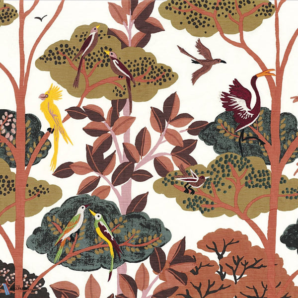 Ava stof-Casamance-Terracotta-Patroon (300 cm)-42750112-Selected Wallpapers
