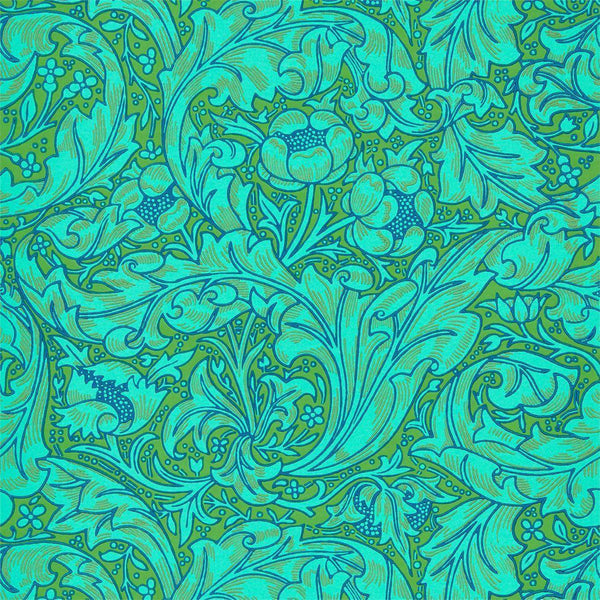 Bachelors Button-wallpaper-Morris & Co-Olive/Turqoise-Roll-216959-Selected Wallpapers