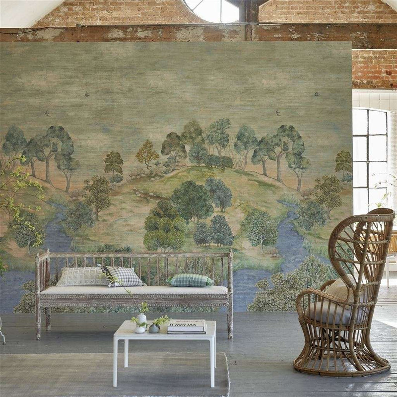 Bandipur Grasscloth Tapete in Sky von Designers Guild