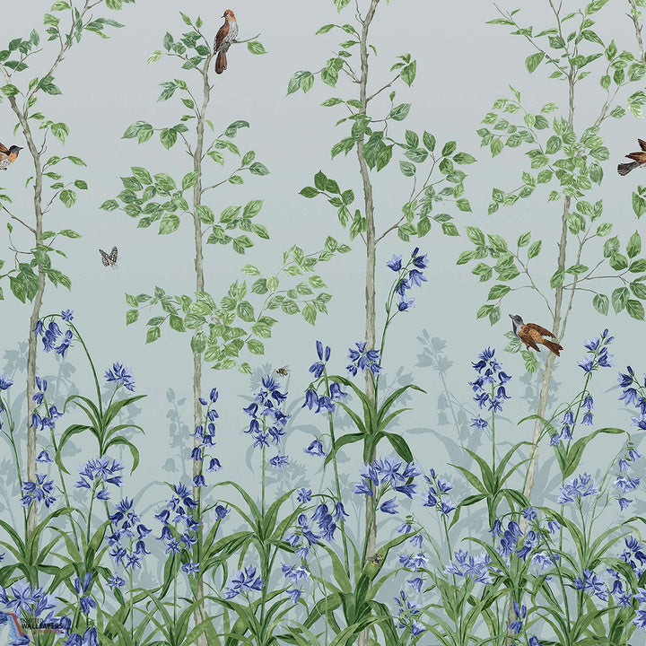 Bird & Bluebell-behang-Tapete-Little Greene-Celestial Blue-Rol-0263BICELES-Selected Wallpapers
