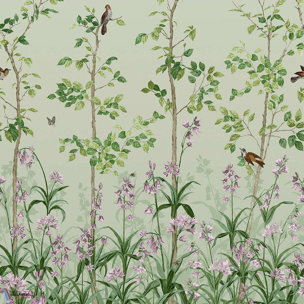 Bird & Bluebell-wallpaper-Little Greene-Pea Green-Roll-0263BIPEAGR-Selected Wallpapers