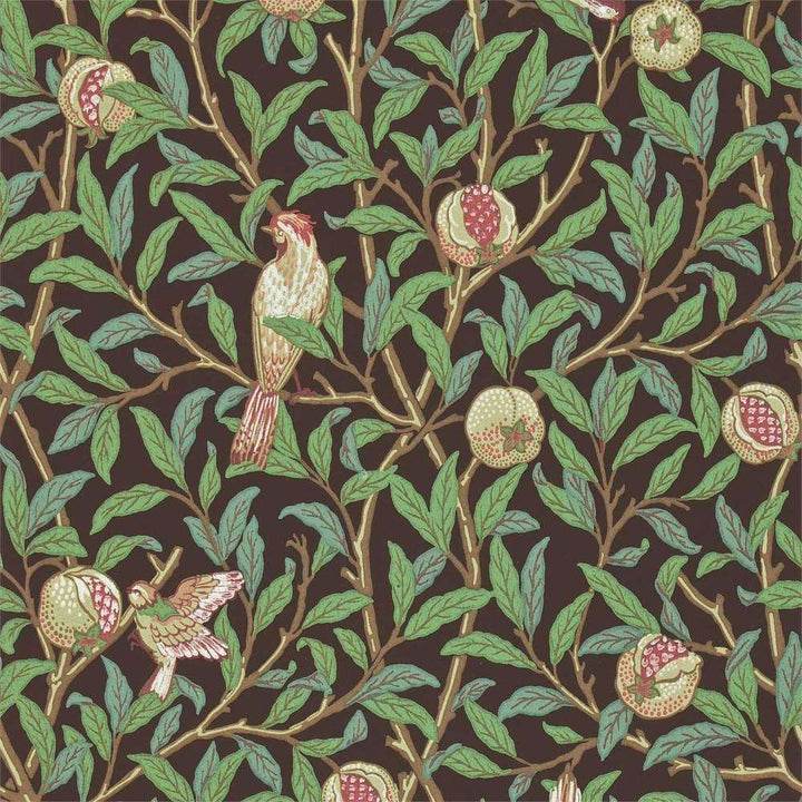 Bird & Pomegranate-behang-Tapete-Morris & Co-Charcoal/Sage-Rol-212537-Selected Wallpapers