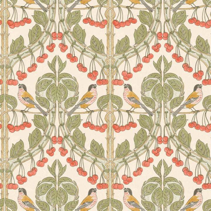 Birds & Cherries-Behang-Tapete-GP&J Baker-Red/Green-Rol-BW45100.1-Selected Wallpapers