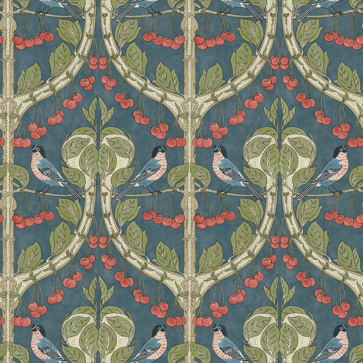 Birds & Cherries-Behang-Tapete-GP&J Baker-Indigo-Rol-BW45100.5-Selected Wallpapers