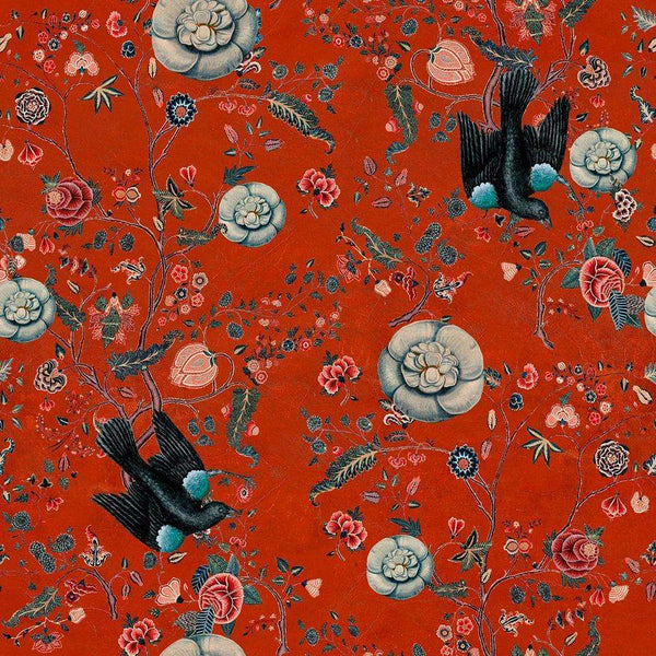 Black Bird-behang-Mind the Gap-Rood-300 cm (standaard)-WP20305-Selected Wallpapers