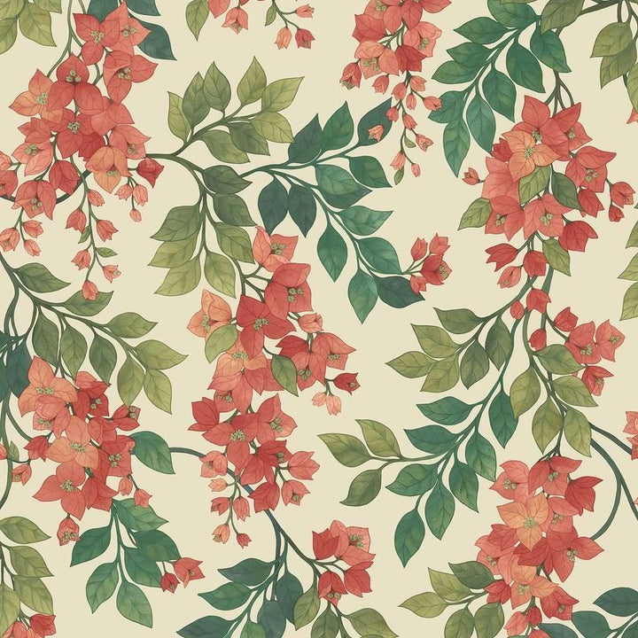 Bougainvillea-behang-Tapete-Cole & Son-Rouge & Olive Green-Rol-117/6016-Selected Wallpapers
