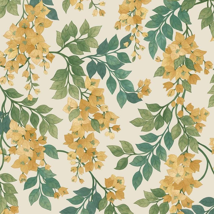 Bougainvillea-behang-Tapete-Cole & Son-Marigold & Leaf Green-Rol-117/6018-Selected Wallpapers