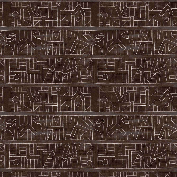 Bushoong Kuba-behang-Mind the Gap-Bruin-300 cm (standaard)-WP20411-Selected Wallpapers