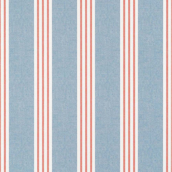 Canvas Stripe-Behang-Thibaut-Blue and Coral-Rol-T13362-Selected Wallpapers