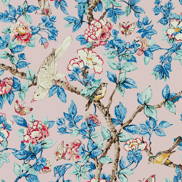 Caverley-wallpaper-Sanderson-Rose/French Blue-Roll-217035-Selected Wallpapers
