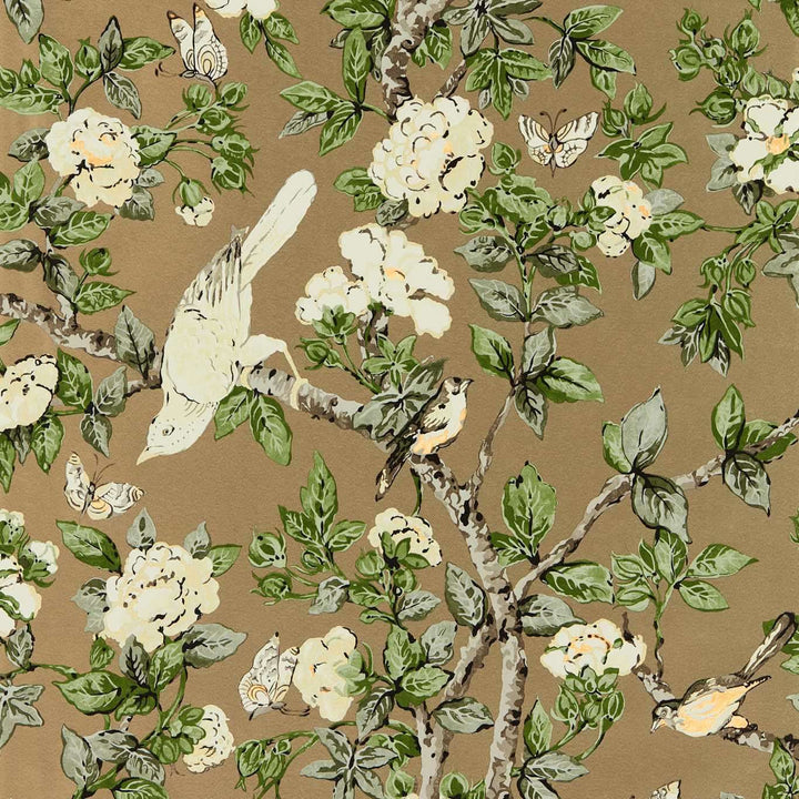 Caverley-behang-Tapete-Sanderson-Gold Metallic/Garden Green-Rol-217036-Selected Wallpapers