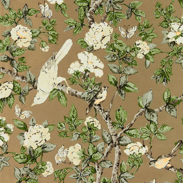 Caverley-wallpaper-Sanderson-Gold Metallic/Garden Green-Roll-217036-Selected Wallpapers